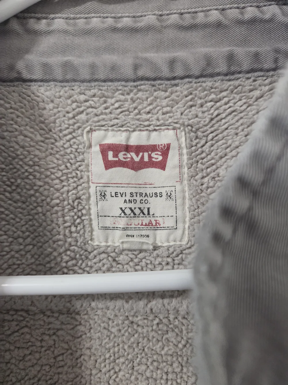 Levi's Mens XXXL Distressed Gray Sherpa Fleece Lined Button Down Workwear Jacket - Picture 7 of 8